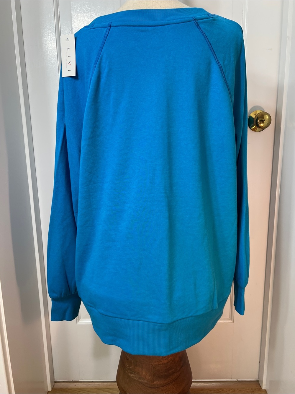 NEW LIVI by Lane Bryant French Terry Crew-Neck Sweatshirt Vibrant Blue, Sz 18/20 - Picture 4 of 7